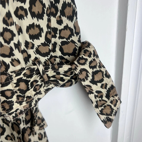 NWT Dennis Basso Animal Print Leopard Trench Coat Brown M - Picture 6 of 10
